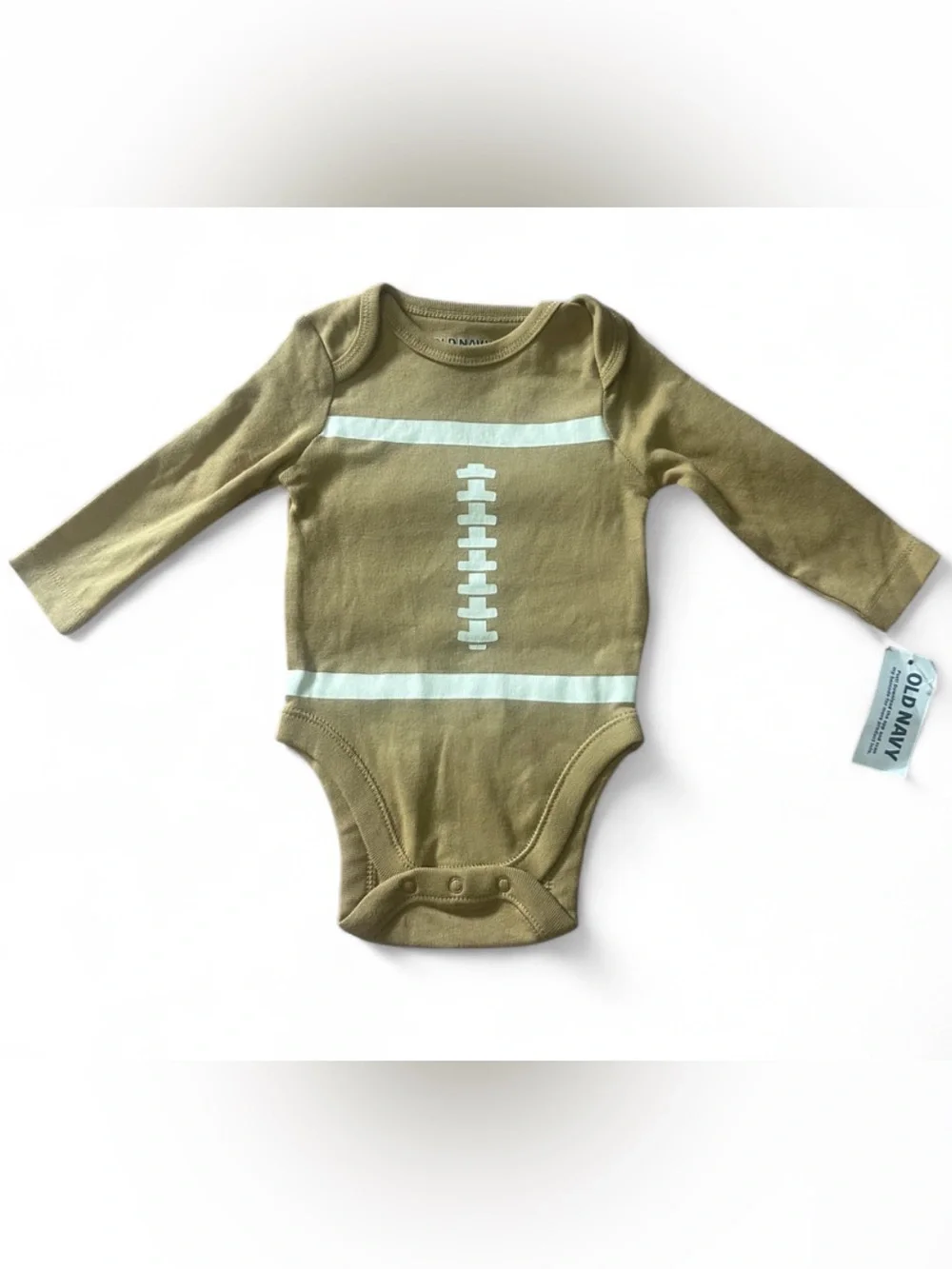 Old Navy tan & brown football bodysuit